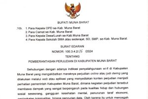 PJ Bupati Muna Barat Keluarkan Surat Edaran Pemberantasan Perjudian